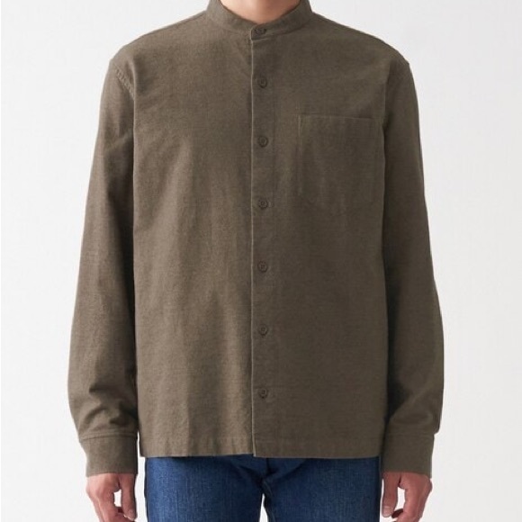 Muji Flannel Stand Collar Shirt - Picture 3 of 6